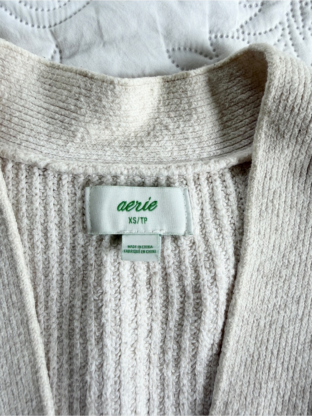 Aerie Oatmeal Oversized Ribbed Knit Cardigan – Size XS – Button Front - Picture 4 of 6